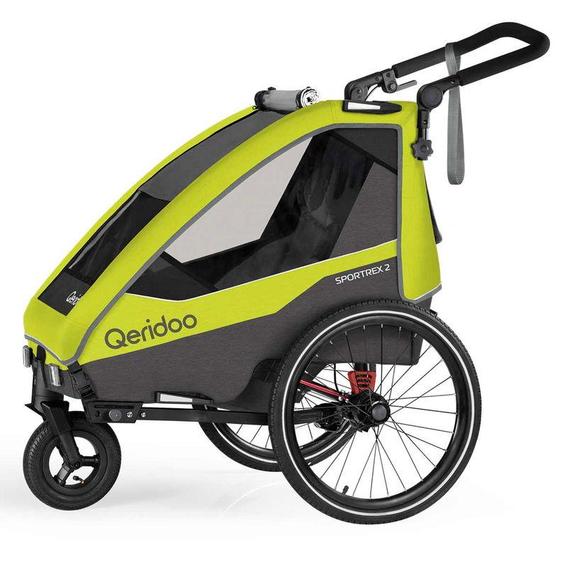 babyonlineshop Qeridoo Sportrex 2 Fahrradanhänger Lime Green 2023 limitiertes Design Große Rabatte