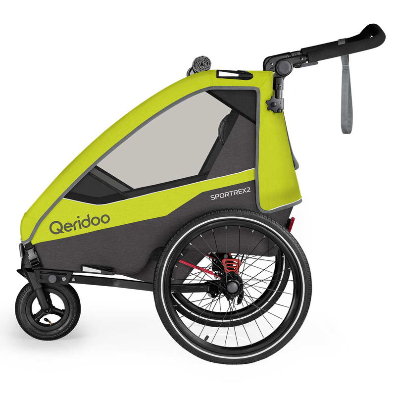 babyonlineshop Qeridoo Sportrex 2 Fahrradanhänger Lime Green 2023 limitiertes Design Große Rabatte