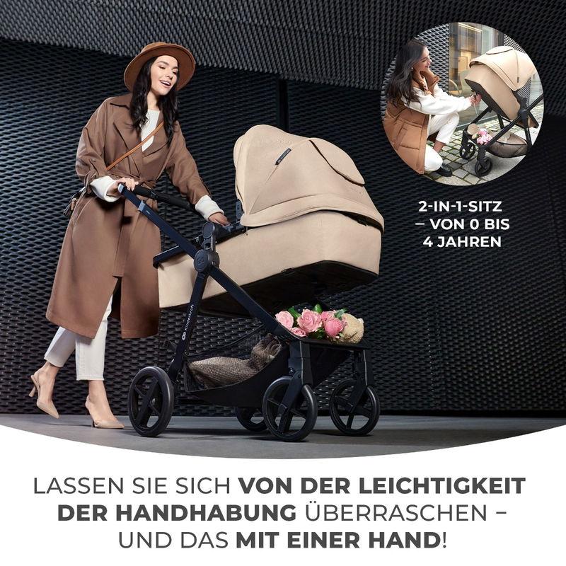 babyonlineshop Kinderkraft Kinderwagen 4in1 NEWLY Mink Pro classic black + base Neuheiten