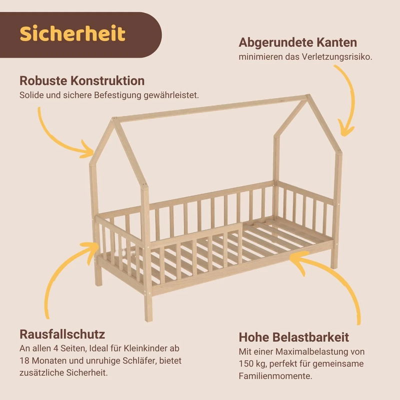 babyonlineshop Artkid Benni Hausbett Natur 90 x 200 cm VIP-Rabatte