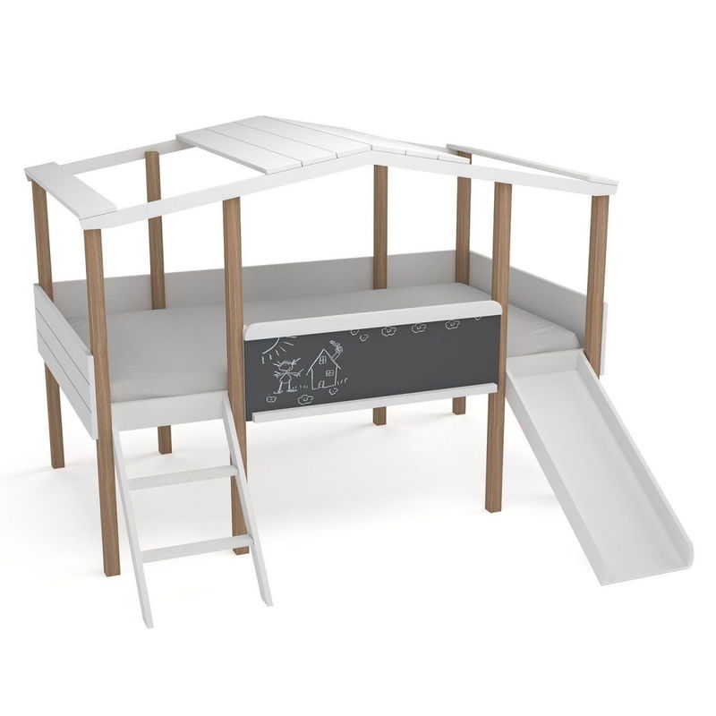 babyonlineshop Nature Kid Cory Hausbett mit Rutsche 90 x 200 weiß Super Sparpreis