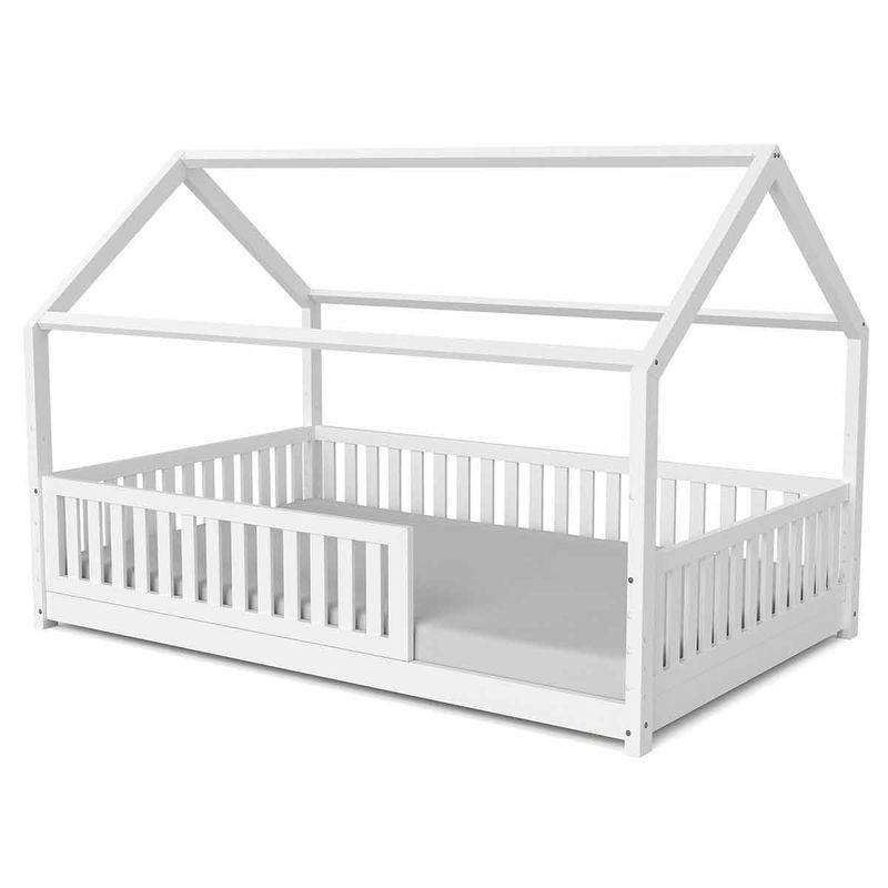 babyonlineshop Nature Kid Lilly Hausbett Kiefer weiß lackiert Liegefläche 120 x 200 cm Letzte 3 Tage