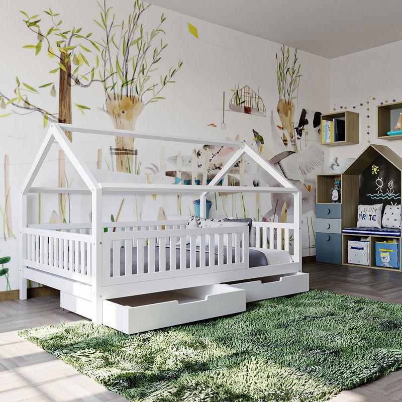babyonlineshop Nature Kid Lilly Hausbett Kiefer weiß lackiert Liegefläche 140 x 200 cm Bis zu 65% Rabatt