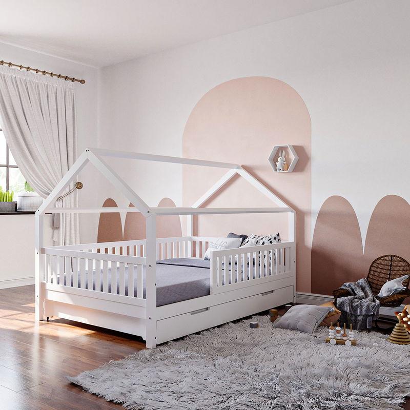 babyonlineshop Nature Kid Lilly Hausbett Kiefer weiß lackiert Liegefläche 140 x 200 cm Bis zu 65% Rabatt