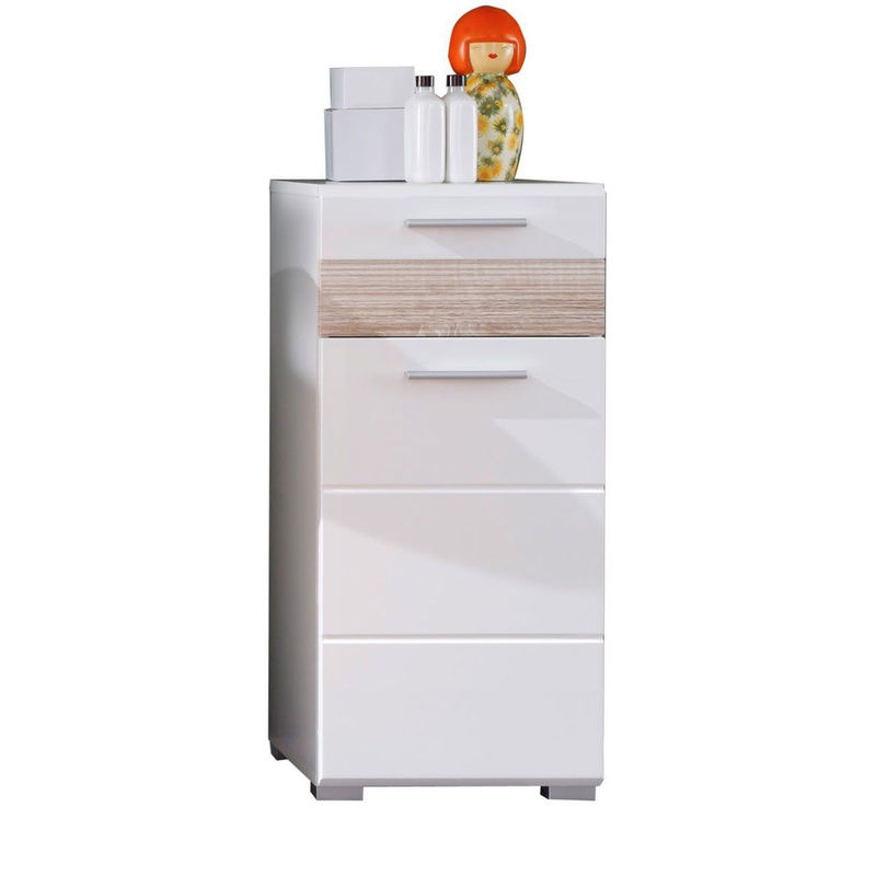 babyonlineshop trendteam Mezzo Standschrank Weiß / Eiche Sägerau Hell Online Shopping