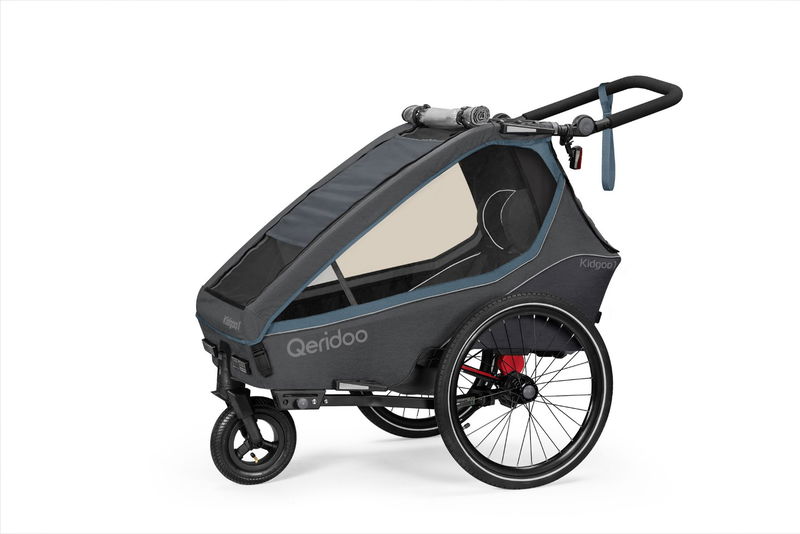 babyonlineshop Qeridoo Kidgoo 1 Fahrradanhänger Navy Blue mit Joggerfunktion 2023 Online Outlet