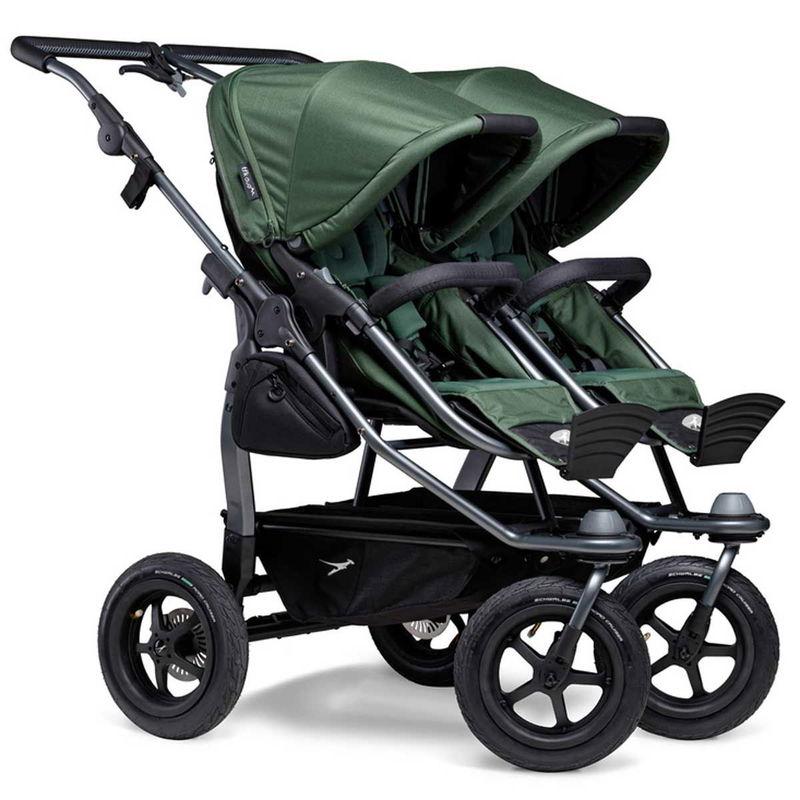 babyonlineshop tfk duo Kombi Kinderwagen olive Zwillingswagen mit Luftrad-Set Tiefpreis