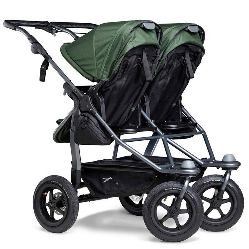 babyonlineshop tfk duo Kombi Kinderwagen olive Zwillingswagen mit Luftrad-Set Tiefpreis