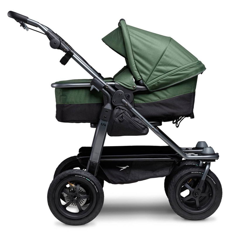 babyonlineshop tfk duo Kombi Kinderwagen olive Zwillingswagen mit Luftrad-Set Tiefpreis