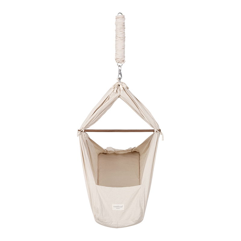 babyonlineshop Moonboon Ökologische Federwiegen-Bundle Nature mit Motor Original Gestell weiß Speichern exportieren