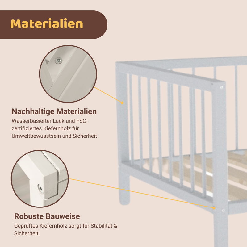 babyonlineshop Artkid Daniel Kinderbett 90 x 160 cm montessori Bodenbett mit Rausfallschutz weiß Kiefer massiv Sonderangebot