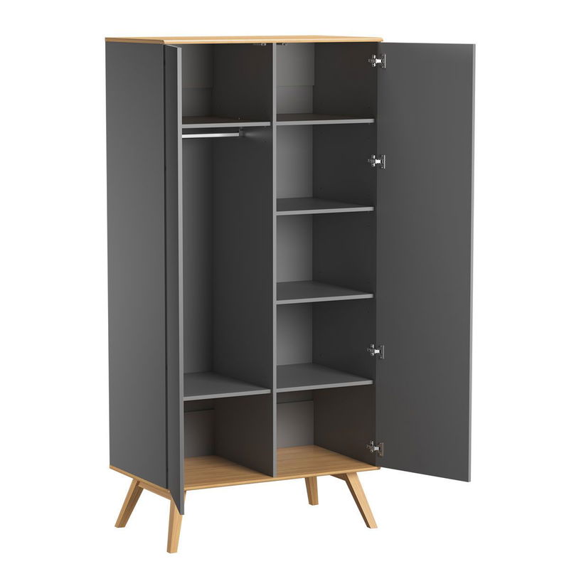 babyonlineshop VOX Nature Kleiderschrank 2-türig grau/eiche Günstig kaufen
