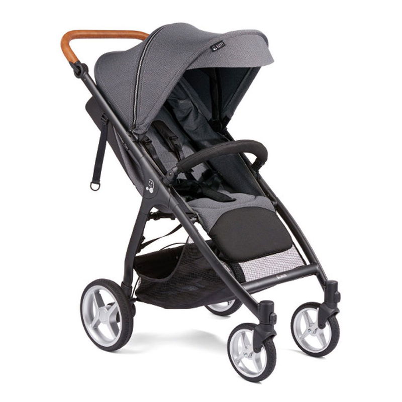 babyonlineshop Gesslein Smiloo Happy+ Buggy steel grey Gestell schwarz mit Cognac Griff Letzte 2 Tage