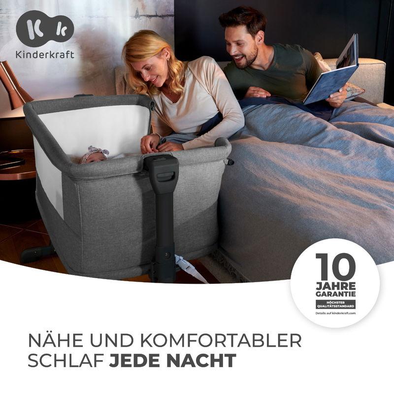 babyonlineshop Kinderkraft Beistellbett NESTE GROW grey melange Fabrikverkauf