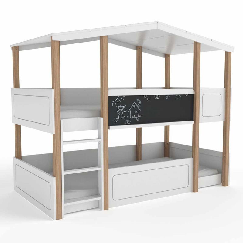 babyonlineshop Nature Kid Cory Etagenbett weiß Kiefer Liegefläche 90 x 200 cm Kostenloser Versand