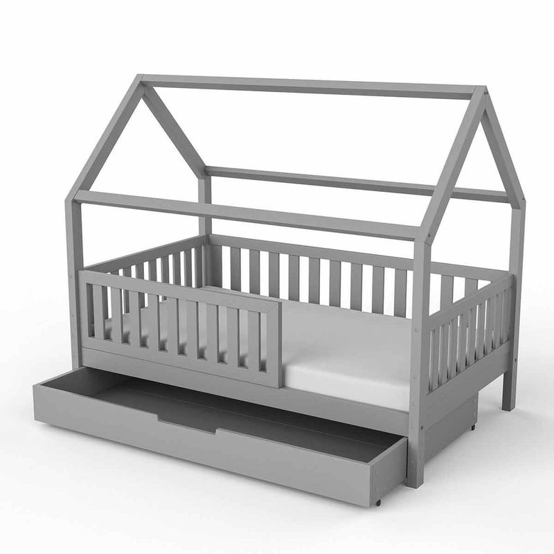 babyonlineshop Nature Kid Lilly Hausbett Kiefer grau lackiert Liegefläche 90 x 160 cm Flash Sale
