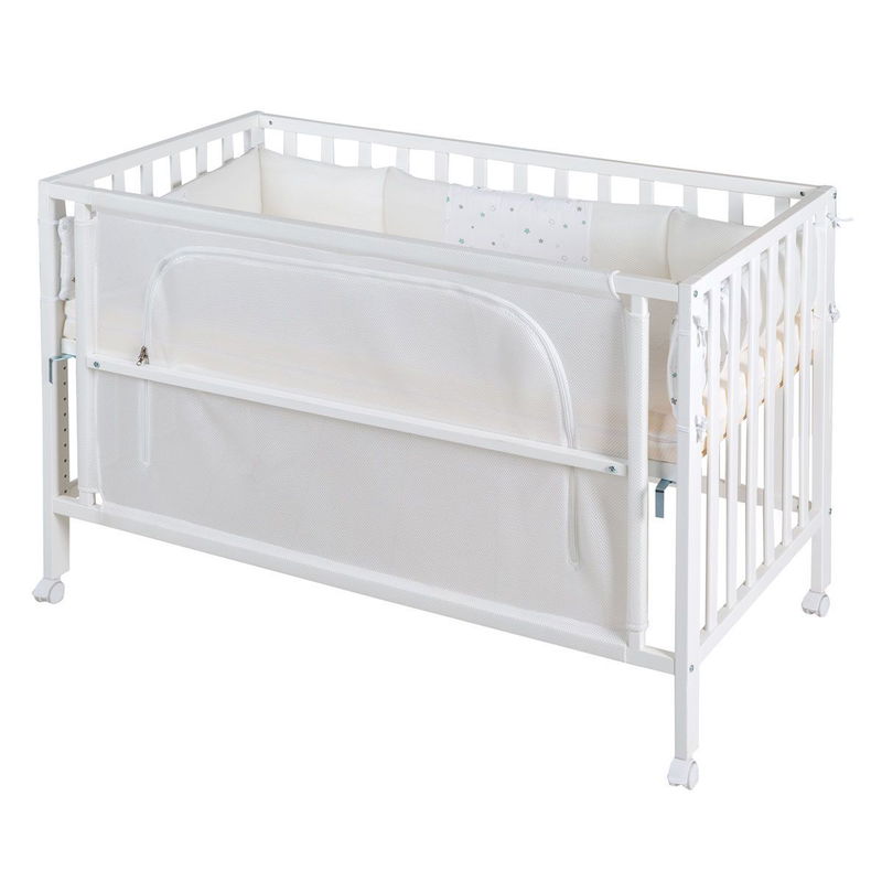 babyonlineshop Roba Room Bed safe asleep® Sternenzauber - Weiß inkl. Nestchen Air Matratze & Schlafsack Easy Air Online Shopping