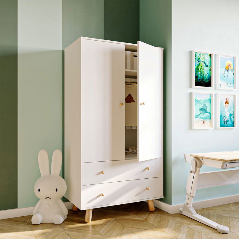 babyonlineshop Nature Kid Lina Kleiderschrank weiß / Kiefer 2-türig Exklusivangebot