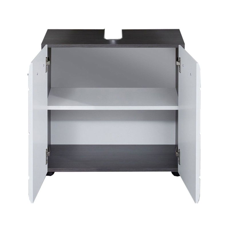 babyonlineshop trendteam Line Waschbeckenunterschrank Weiß Hochglanz / Sardegna Rauchsilber Valentinstagsangebot