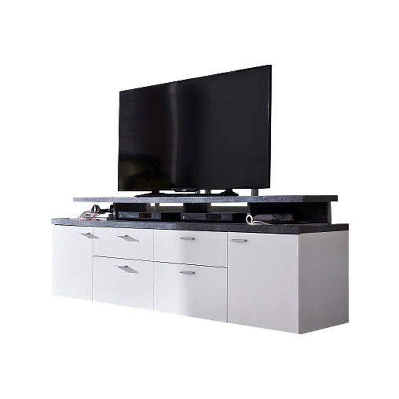 babyonlineshop trendteam Mood TV-Lowboard Weiß Melamin / Stone dunkel