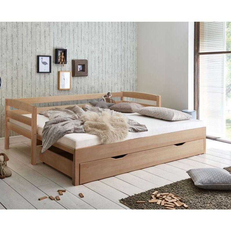 babyonlineshop Relita EMILIA Einzelbett Buche massiv Natur 90/180 x 200 cm ausziehbar Lagerräumung