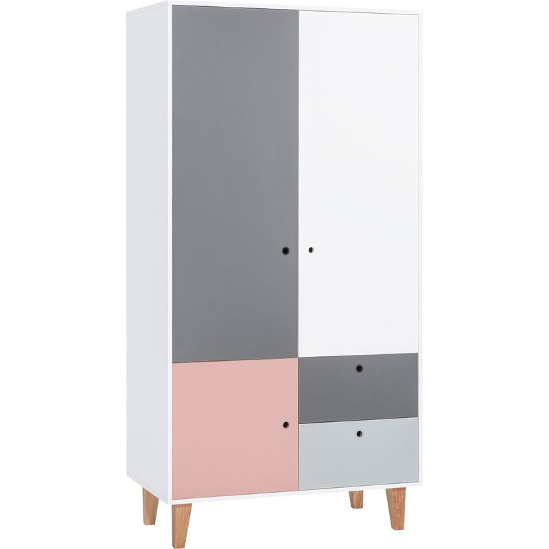 babyonlineshop VOX Concept Baby Kleiderschrank 2-türig pink white/grey/graphite