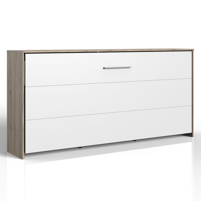 babyonlineshop Wimex Juist Klappbett horizontal 90 x 200 cm Weiß/San Remo-Eiche Dekor Kostenloser Versand