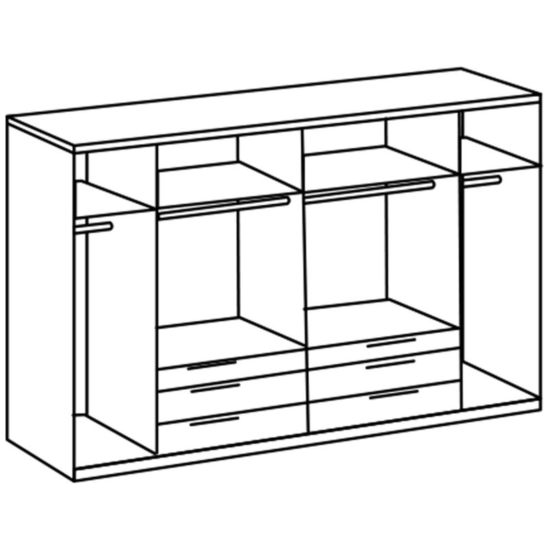 babyonlineshop Wimex Detroit Kleiderschrank 300 cm 4 Spiegel Plankeneiche Dekor/Raw steel Fabrikpreis