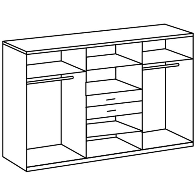 babyonlineshop Wimex Vanea Kleiderschrank 2 Spiegel 270 cm Hickory-oak Dekor/Graphit Cyber Monday