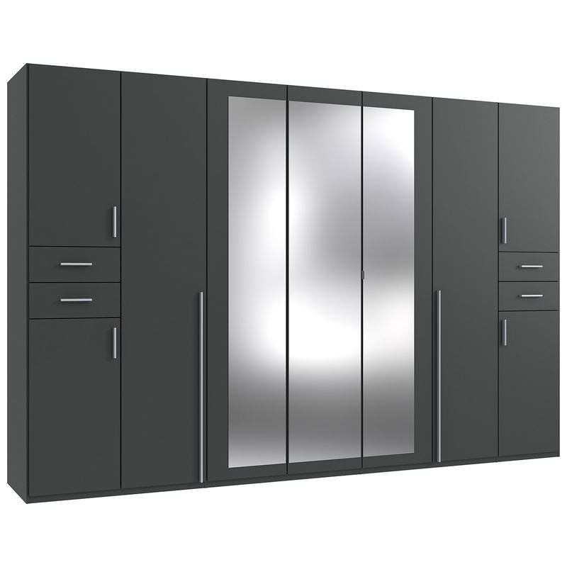 babyonlineshop Wimex Vegas Kleiderschrank 3 Spiegel 313 cm Graphit