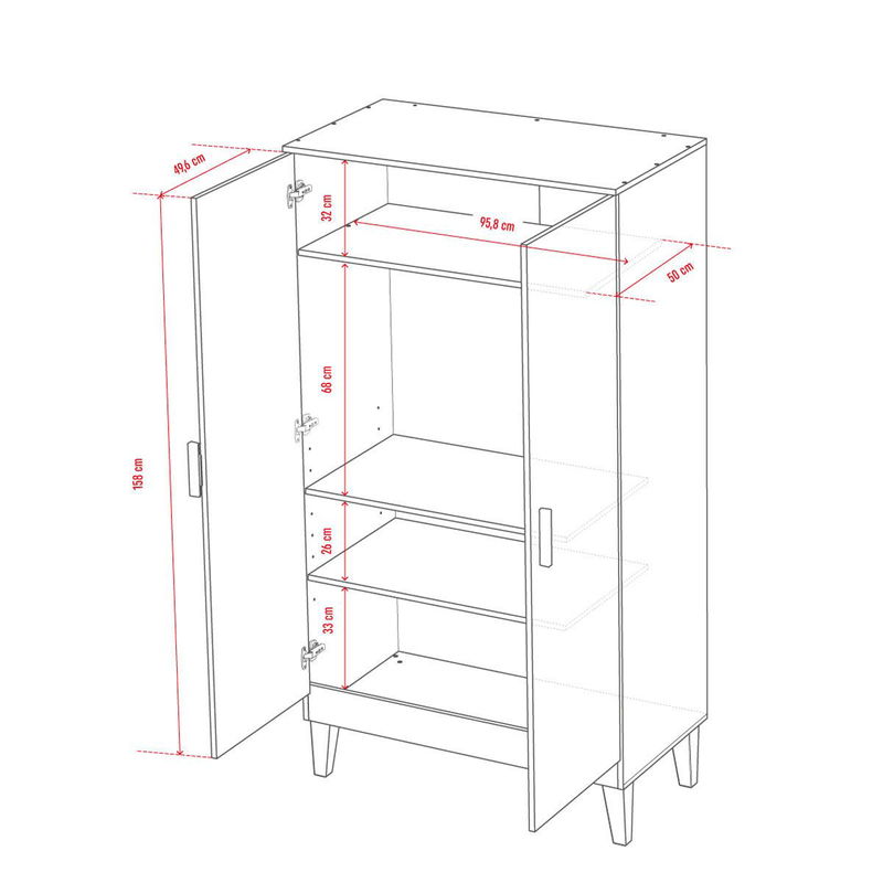 babyonlineshop VOX Lounge Kleiderschrank grau/eiche 2-türig Online Shopping