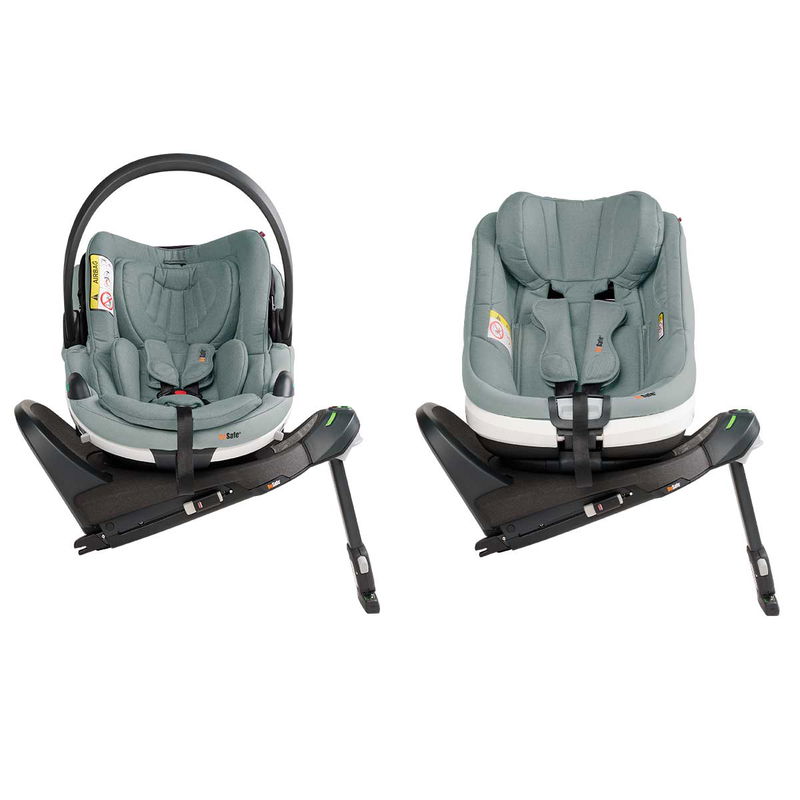 babyonlineshop BeSafe Go Beyond Babyschale und Beyond 360 Autositz mit 2 Bases Sea Green Mélange