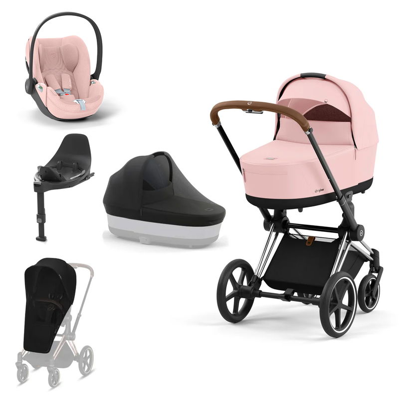 babyonlineshop CYBEX PRIAM Kinderwagen Peach Pink Bundle New Generation inkl. Zubehörartikel Sonderangebot der Fabrik