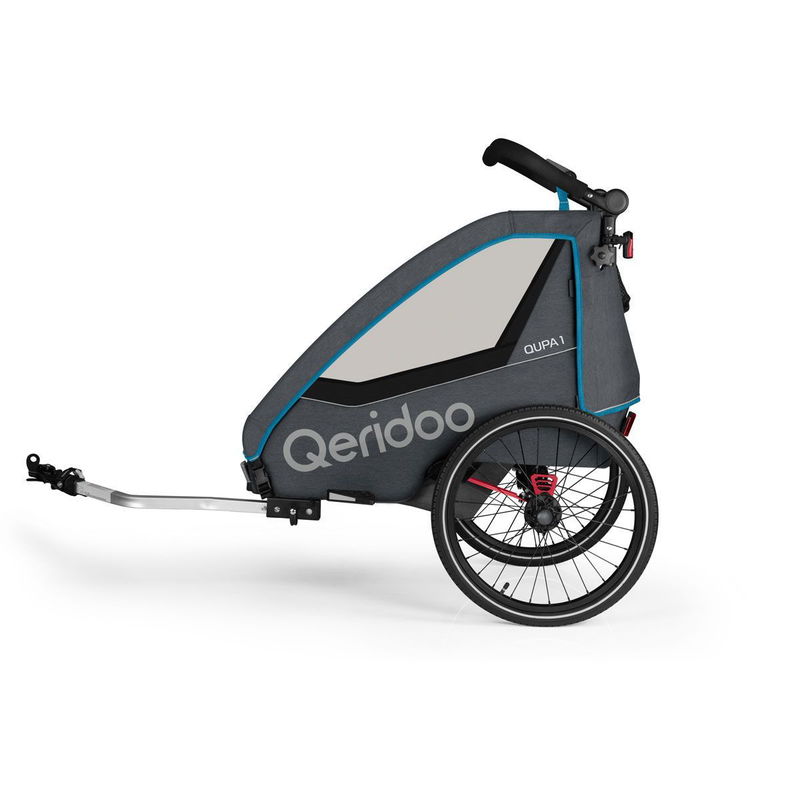 babyonlineshop Qeridoo Qupa1 Blue Fahrradanhänger 360-Grad-Buggyrad und Deichsel Fabrikladen