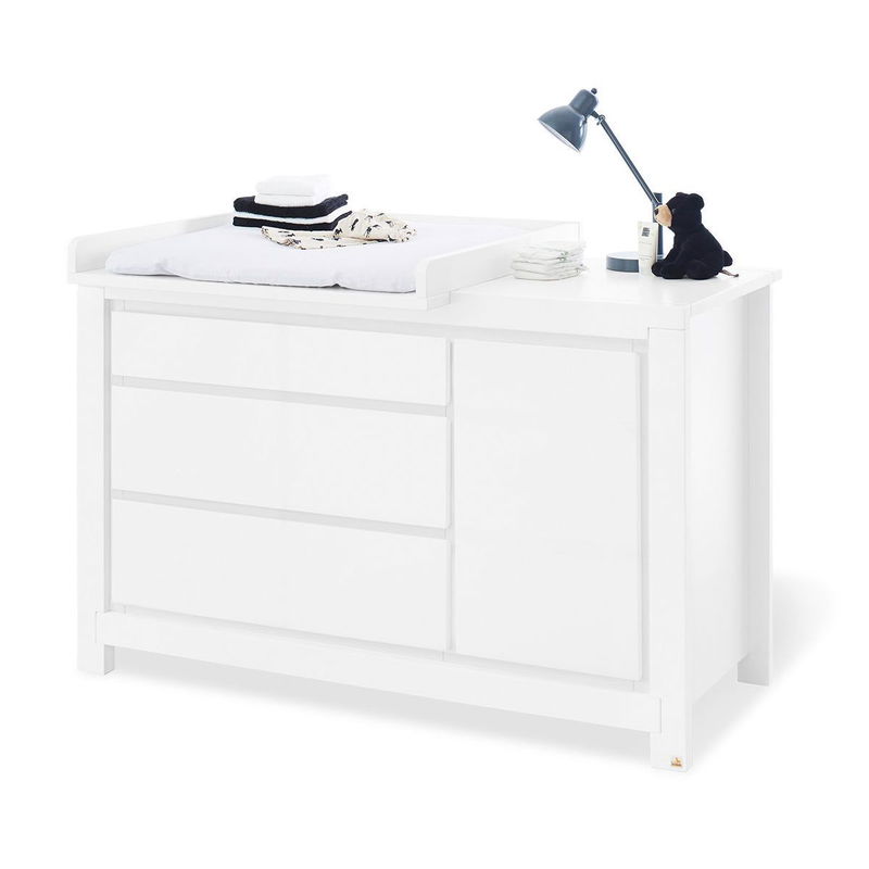 babyonlineshop Pinolino Milk Wickelkommode extrabreit 1 Tür 3 Schubkästen - zum Toppreis