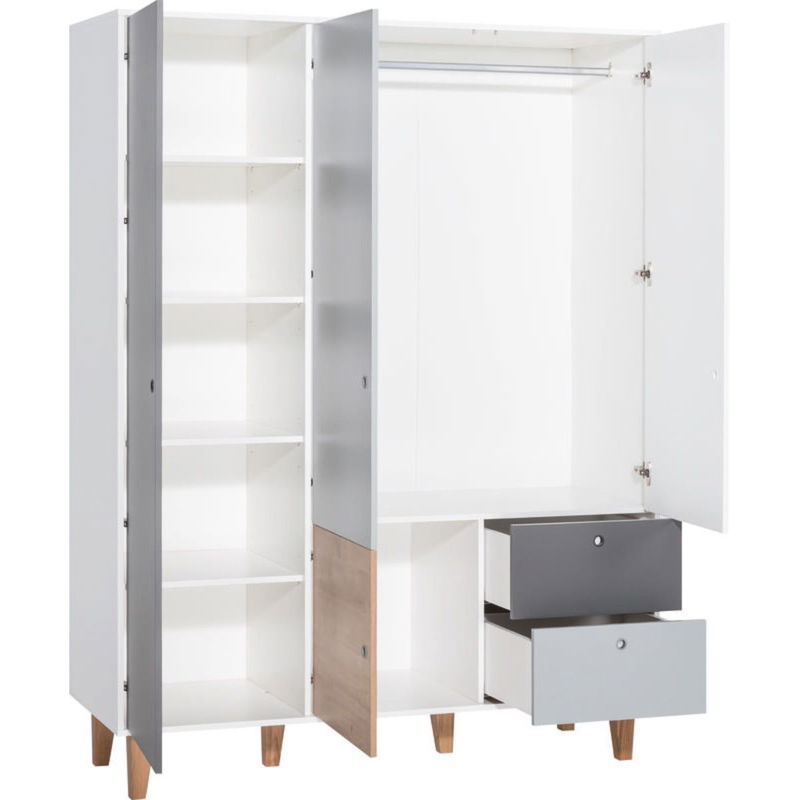 babyonlineshop VOX Concept Baby Kleiderschrank 3-türig oak white/grey/graphite Online Shopping