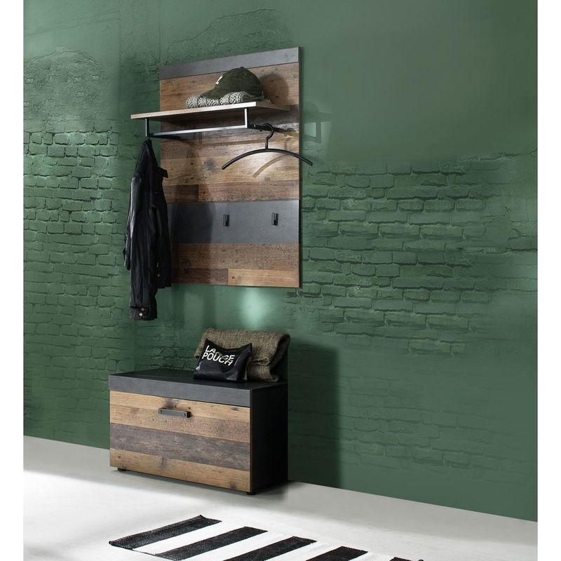 babyonlineshop trendteam Indy Garderoben-Set 2-teilig Old Wood / Graphit Grau Saisonale Angebote