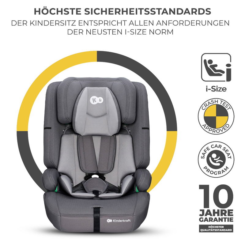 babyonlineshop Kinderkraft SAFETY-FIX 2 i-Size Kindersitz grey 76-150 cm Nur noch ein Tag übrig