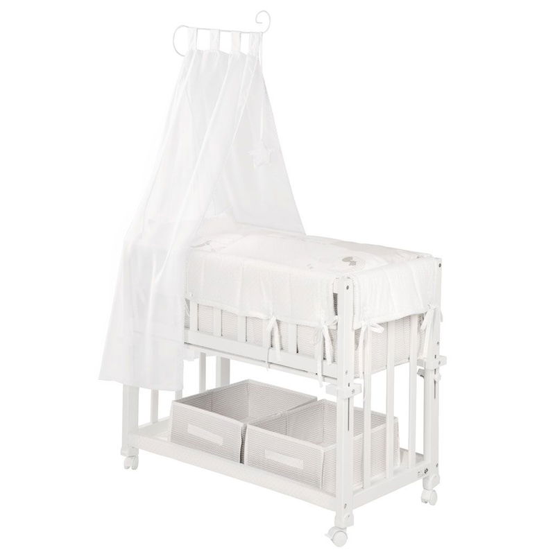 babyonlineshop Roba Stubenbett 3 in 1 Little Stars safe asleep inkl. Matratze Nestchen & Schlafsack Letzte 3 Tage