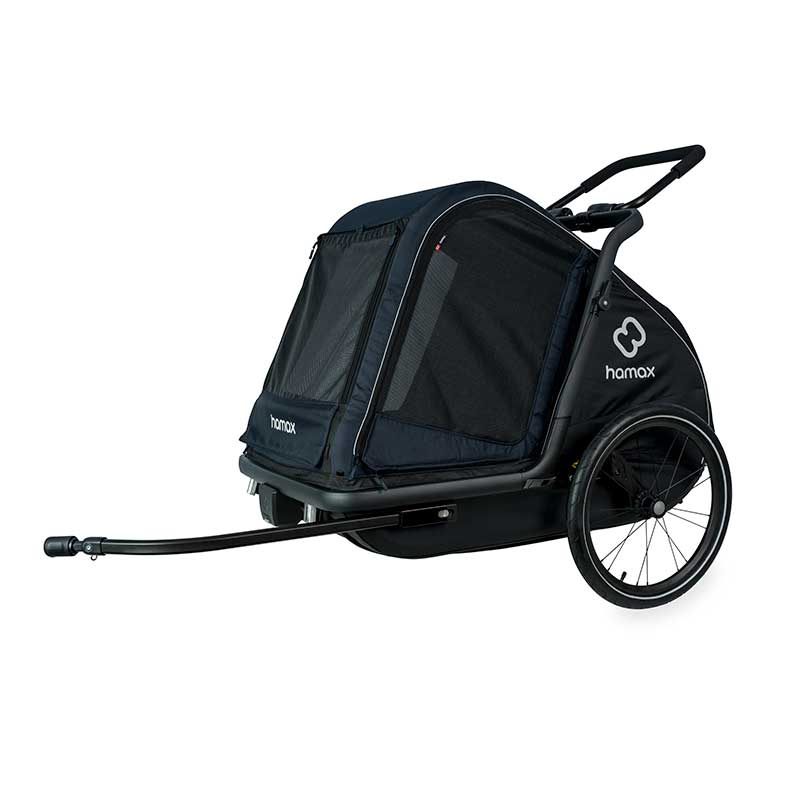 babyonlineshop Hamax Pluto L Hundeanhänger Fahrradanhänger Blau/Schwarz