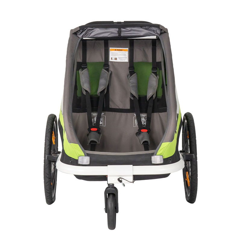 babyonlineshop Hamax Traveller Fahrradanhänger Grün/Grau inkl. Deichsel & Buggyrad Versandkostenfrei