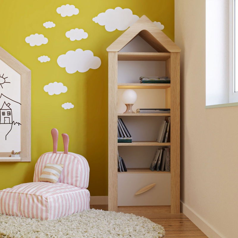 babyonlineshop Nature Kid My House Bücherregal Natur/Grau Heißer Verkauf