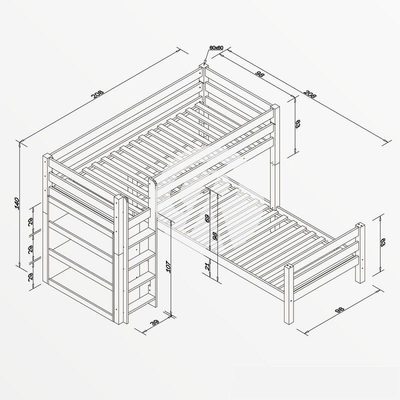 babyonlineshop Relita BENI L Etagenbett Buche massiv weiß inklusive Regal - zu 2 Einzelbetten umbaubar Online Outlet