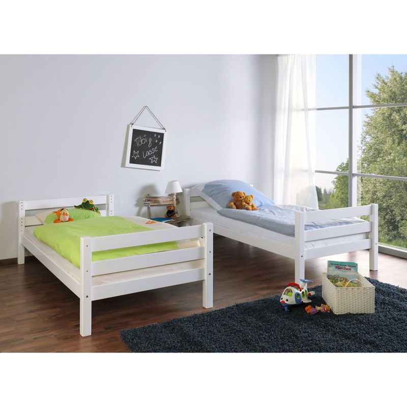 babyonlineshop Relita BENI L Etagenbett Buche massiv weiß inklusive Regal - zu 2 Einzelbetten umbaubar Online Outlet