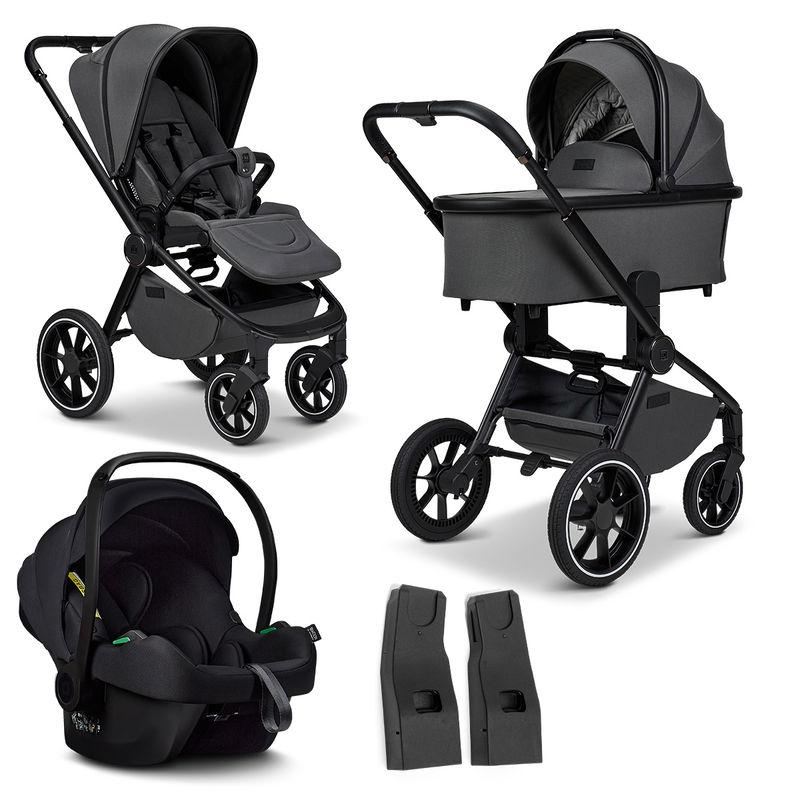 babyonlineshop Moon Resea Plus Kinderwagen Set mit Adpater und Babyschale Cosmo - anthrazit